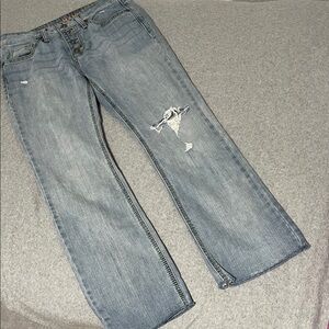 Cruel Hannah Jeans Size 27 Boho Distressed Raw Hem Button Fly Skater Grunge